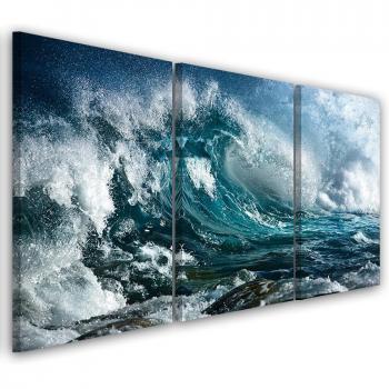 Impression canvas 3‑parties Sea Ocean Waves 60 × 40 cm, bleu profond