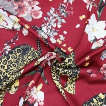African Print Leopard Spandex Satin Fabric