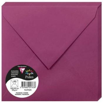 Enveloppes Clairefontaine Pollen framboise 165x165mm 20 unités