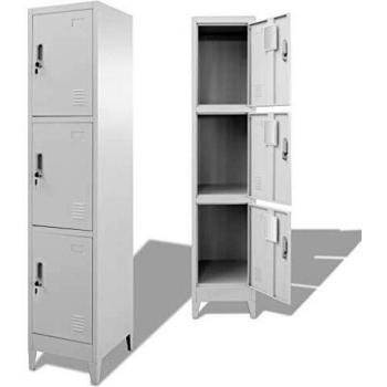 VidaXL 3-Compartment Locker Cabinet 15x17.7x70.9