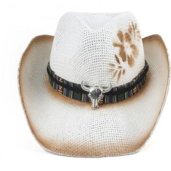 Wide Brim Straw Cowboy Hat for Women