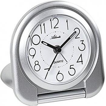 Réveil Atlanta en Plastique, Argent, 7,5 x 8 cm