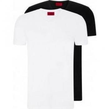 HUGO 2er-Set Slim Fit V-Ausschnitt T-Shirts aus Stretch-Baumwolle in Schwarz für Herren, Größe 3XL