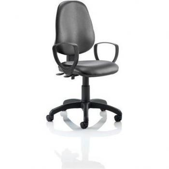Eclipse Plus III Lever Task Operator Chair in Bonded Leather, Black Loop Arms (KC0041)