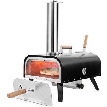 Costway Edelstahl-Pizzaofen mit integriertem Thermometer