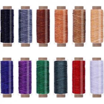 Fil à coudre ciré pour cuir, 12 teintes, 50M, kit de fils, 150D, pour DIY