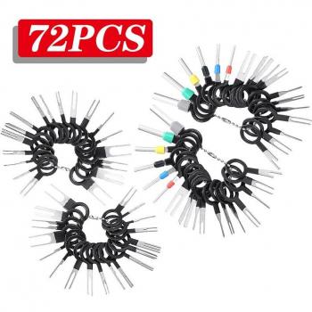 Kit complet 72 pièces voiture : prise terminal, broche, aiguille, rétracteur, fil électrique, extraction mains
