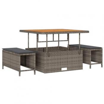 Juego de Comedor Exterior con Cojines – Gris Poliratán Vidaxl