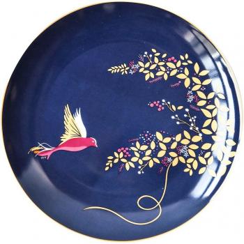 Floral and Bird Pattern 8 Bone Porcelain Dinner Plate Set