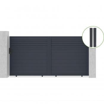 CASANOOV Puerta corrediza 3,5 m Carpatia Gris Aluminio + Postes 20x20 cm H.190 cm