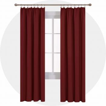 Deconovo Dicke Gardinen mit Kräuselband 245x140 cm Rot 2er Set