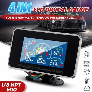 LCD Car Digital Alarm Gauge 12V/24V with Fuel and Water Temp