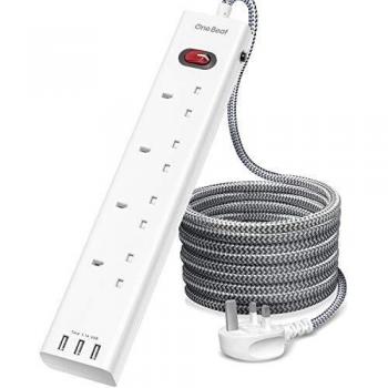 USB Charging Power Strip with 4 Outlets and 1.8M Cord