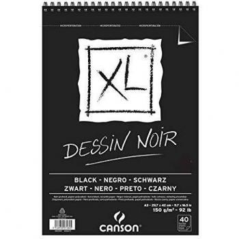 Bloc de Bocetos Canson XL Black – 40 Páginas A3, 150 g, Espiral Microperforado