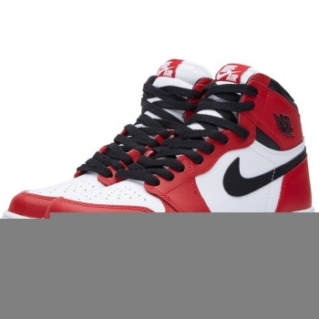 Nike Boys’ Air Jordan 1 Retro High OG BG Basketball Shoes, White / Black / Red