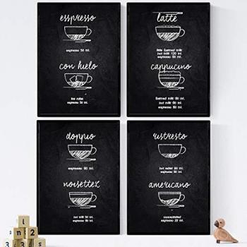 Posters de Tipos de Café A4 Sin Marco