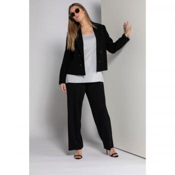 Blazer corto donna, nero, con bottoni decorativi, taglia 60, materiale sintetico