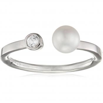 Caï Damenring 925 Silber rhodiniert mit Topas und Süßwasser-Zuchtperle Gr. 50