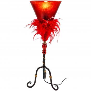 GURU SHOP Kokopelli Tischlampe Tari – orangefarbig, Fiberglas