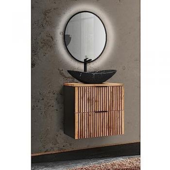 Gäste WC Waschplatz mit Unterschrank 60 cm und LED Spiegel XANTEN-56
