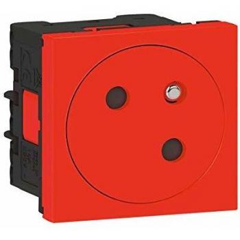 Prise de courant 2 modules rouge Mosaic Link 2P+T