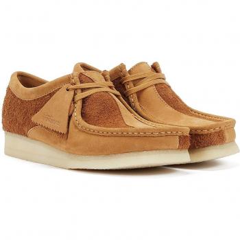 Men’s Tan Leather Wallabee Slip‑Ons – UK 8 (Clarks)