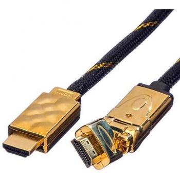 ROLINE HDMI High Speed Kabel mit Ethernet (flexibles Nylon-Geflecht, 2 m)
