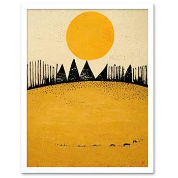 Framed Minimalist Yellow Tribal Poster