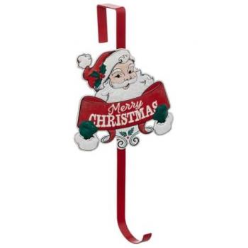 Accroche Couronne Métal Père Noël H 38,5 cm