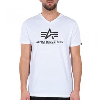 Basic V-Neck T-Shirt by Alpha Industries, 2XL, Male, White
