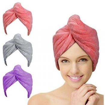 Soft Microfiber Hair Drying Towels (Pink)