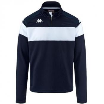 Marine Blue and White Kappa Dovare Half‑Zip Kids’ Hoodie (Unisex)