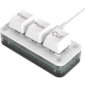 Clavier Écran Bleu 3 Touches – Programmation Macro, Type‑C, Blanc