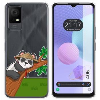 Funda Silicona Transparente TCL 406 con Diseño Panda