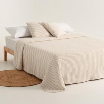 Gamusi Tissu Jacquard à Rayures – Drap de Lit 270 × 270 cm, Marron