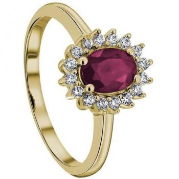 585 Gelbgold Diamantring mit Rubin 0,25 ct für Damen