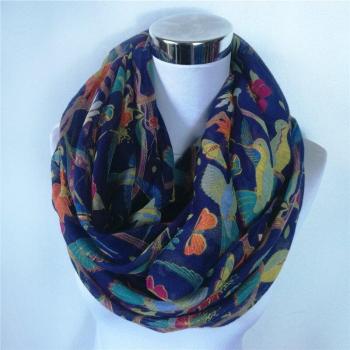 Women's Autumn Floral Scarf with Ring