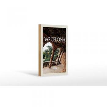 Barcelona Holzschild 12x18 cm Reise Dekoartikel