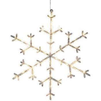 Märchenhafte LED-Snowflake Deko – 47 cm, 50 LEDs, warmweiß, Acryl Fenster