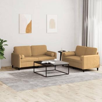 Set di Divani 2 pz con Cuscini Marrone in Velluto Vidaxl Marrone