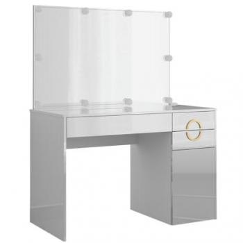 Toeletta Adela, Bianco, 115 cm con specchio e illuminazione a LED