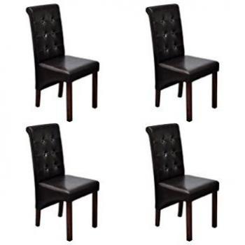 Sillas de comedor 4 piezas de cuero sintético marrón