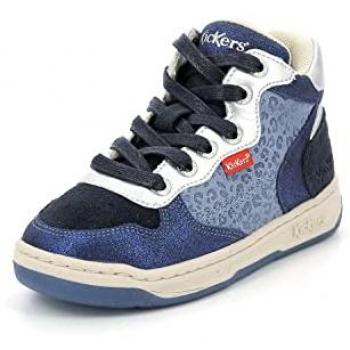 Kickers Kicklax, Zapatillas Niñas, Azul Leopardo, 33 EU