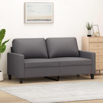 Sofá de 2 plazas gris Maison du'Monde en cuero sintético 140 cm