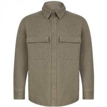 Front Row Herren‑Overshirt mit Drahtmuster M – Baumwolle Khaki