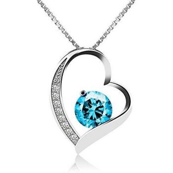 J.Vénus Collier Amour éternel Argent 925 Pendentif Bijoux Femme/Fille Zircon naturel