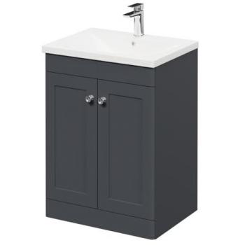 600mm Anthracite Vanity Unit with Polished Chrome Handles