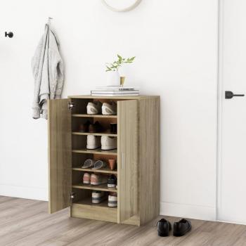 Mueble zapatero madera contrachapada roble Sonoma 60x35x92 cm