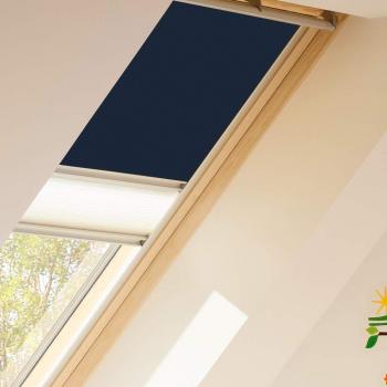 VELUX Lichtschutzrollo Plus DFD Manuell Dunkelblau/Weiß 1100, 94x160 cm