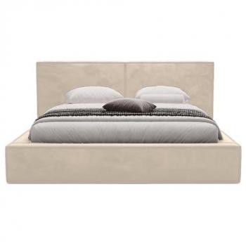 Bestmobilier Eros Lit Coffre Velours Beige 160x200 – Sommiers Inclus